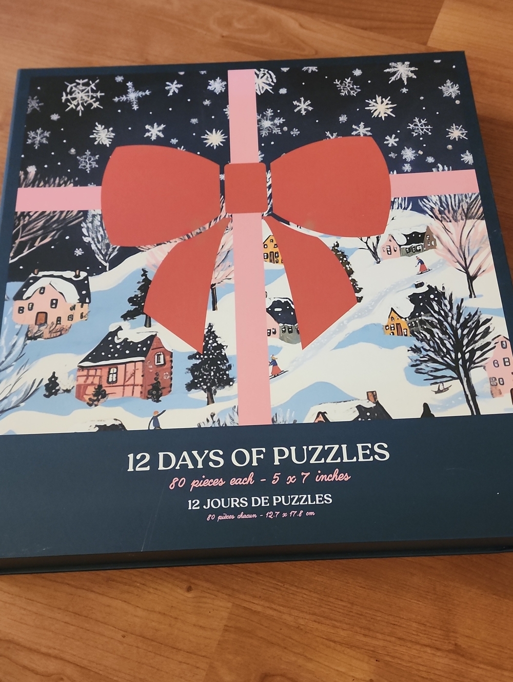 Anthropologie 12 Days of Puzzles - Navy with Pink and Coral Bow